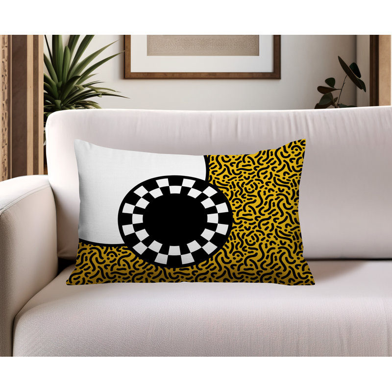 Coussin lombaire réversible Vibra Abstract, Rectangle H 14 po x l 20 po, Yellow