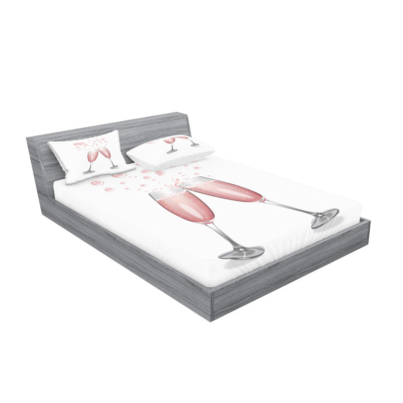 Ensemble de draps et taies décoratives champagne Ambesonne, rosé et gris pâle, California King Sheet Set with 4 Pillowcases