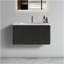 Meuble-lavabo flottant rayé en chêne noir brossé de 30 po avec lavabo en céramique blanche, meuble-lavabo pour salle de bain moderne, lavabo une pièce sans drain, pré-assemblé-368421812-368421811