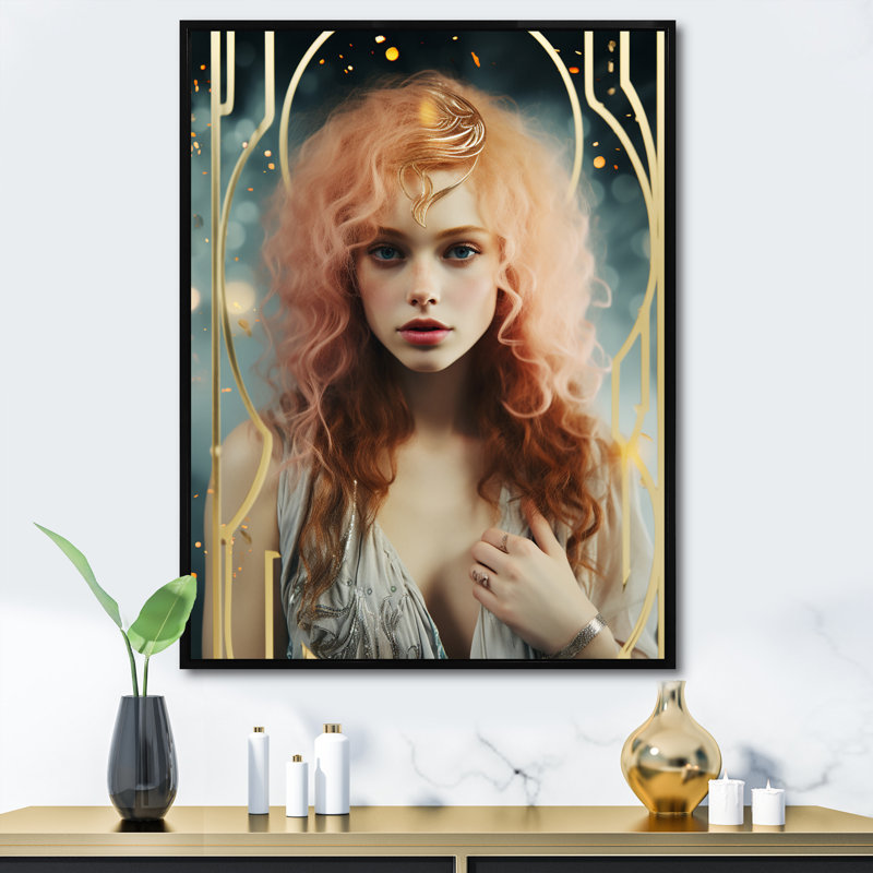Art nouveau, élégance ludique - impression, H 32 po x l 24 po x P 1 po, Cadre flottant noir