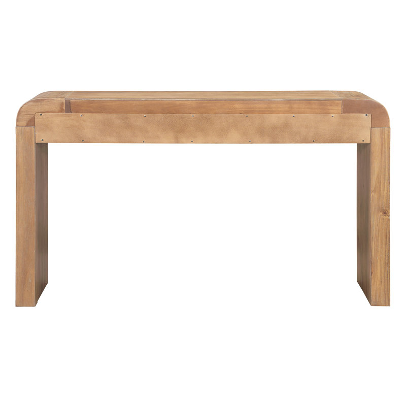 Console Table With Fluted Drawer Front, Entryway Table With Curved Corners & Thick Legs, Sturdy Sofa Table, Natural