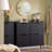 Narrow Shoe Cabinet with Flip Drawers, Slim Entryway Shoe Storage for Hallway, Small Space,Shoe Rack Cabinet with 4 Drawers,Black,Wave Pattern,39.4"W x 7.5"D x 35.4"H-30946807-58925223-30946806
