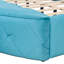 Lit plateforme tapissier grand en velours avec tête de lit à oreilles et 1 grand tiroir, 2 tabourets de rangement latéraux-1793803510