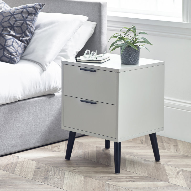 Elkville 45cm W Manufactured Wood Bedside Table, Silk Grey