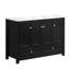Meuble-lavabo noir 48 po avec lavabo en résine, armoire de rangement abondante - 4 portes à fermeture douce et 2 tiroirs