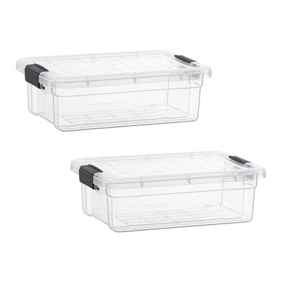  Boîte de rangement transparente avec couvercle, bacs de rangement en plastique de 4,5 pintes pour l'organisation, caisses empilables, sans BPA, non toxiques, sans odeur, organisateurs pour la maison, le bureau, l'école et le dortoir, paquet de 2