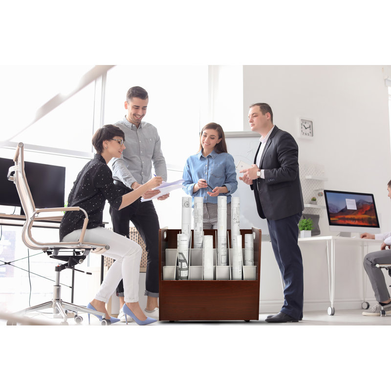 Boîte de classement mobile, H 28,50 po x l 30 po x P 15,75 po, Acajou