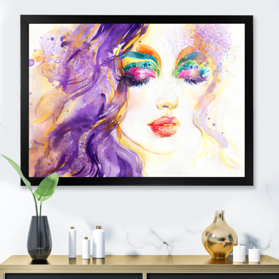 «Elegant Purple Fashion Woman», art mural sur toile glamour