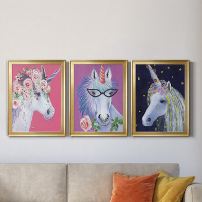 Unicorn II - ensemble de 3 reproductions d'art