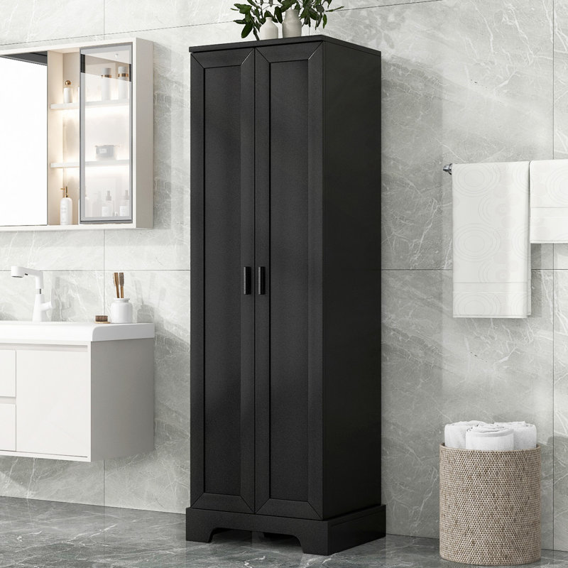 Armoire de rangement avec deux portes pour salle de bain, bureau, tablette réglable, panneau de fibres à densité moyenne