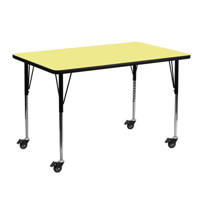 Goddard Commercial Adjustable Height Rectangular Activity Table with Locking Casters