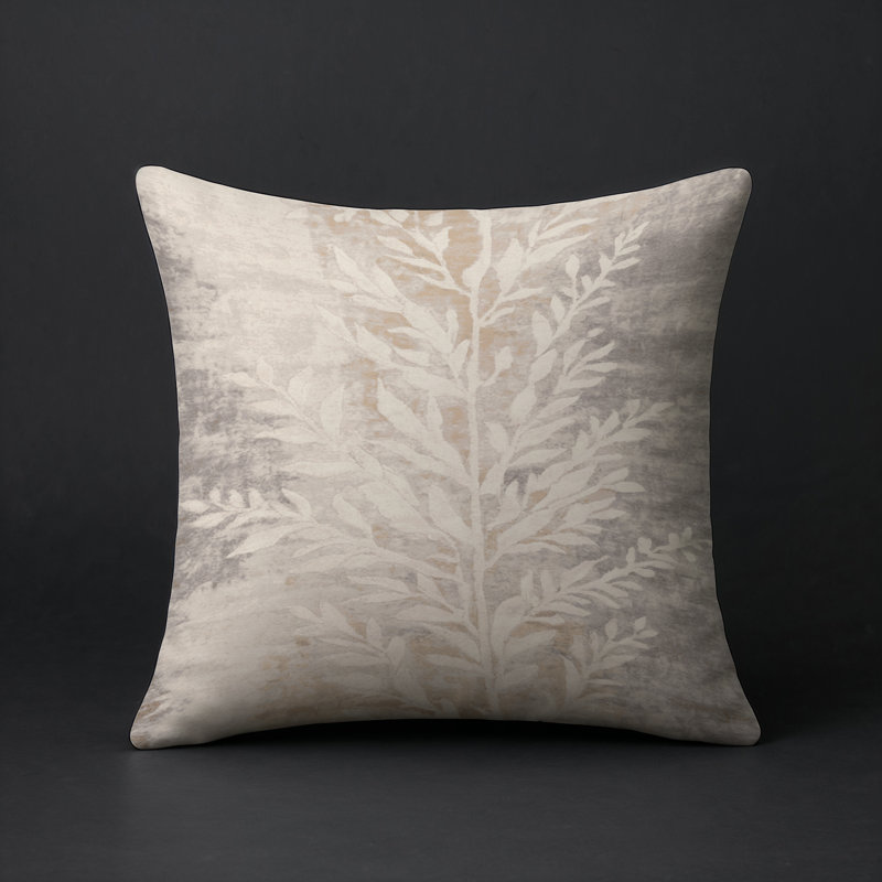 Coussin décoratif intérieur et extérieur Modern, Carré 16 po, Ivoire / beige / taupe clair floral
