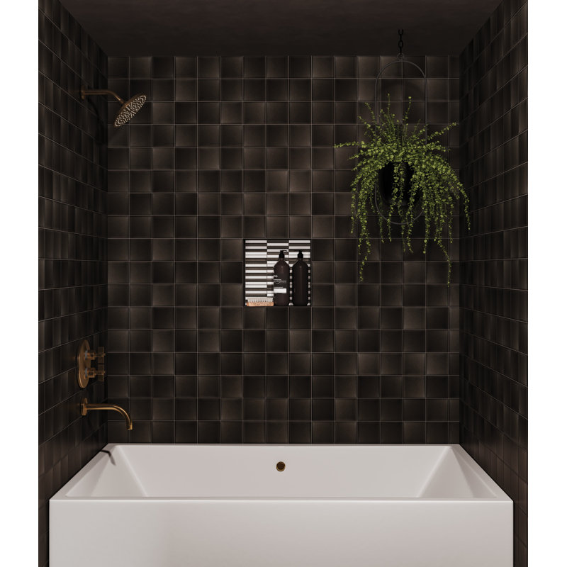 Kaikos 4" x 4" Glass Wall & Floor Tile, Gray