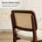 Beige Rattan Back 19.29 Inch H Textured Linen Dining Chair with Walnut Rubber Wood Legs-124510502
