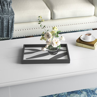 Jaran 13"x19" Decorative Wood Ottoman/Coffee Table Tray featuring 'Modern Botanical Neutral Abstract 1'