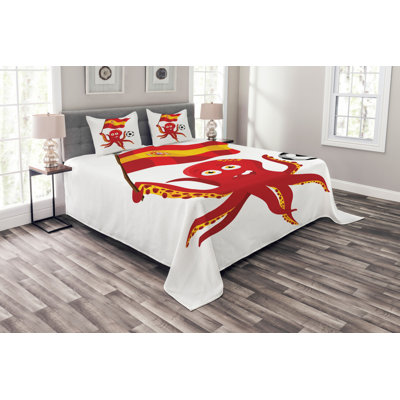 Red/Yellow/White Microfibre Bedspread