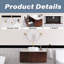 Meuble-lavabo flottant mural 36 po en noyer avec plateau en marbre artificiel blanc-1804651840