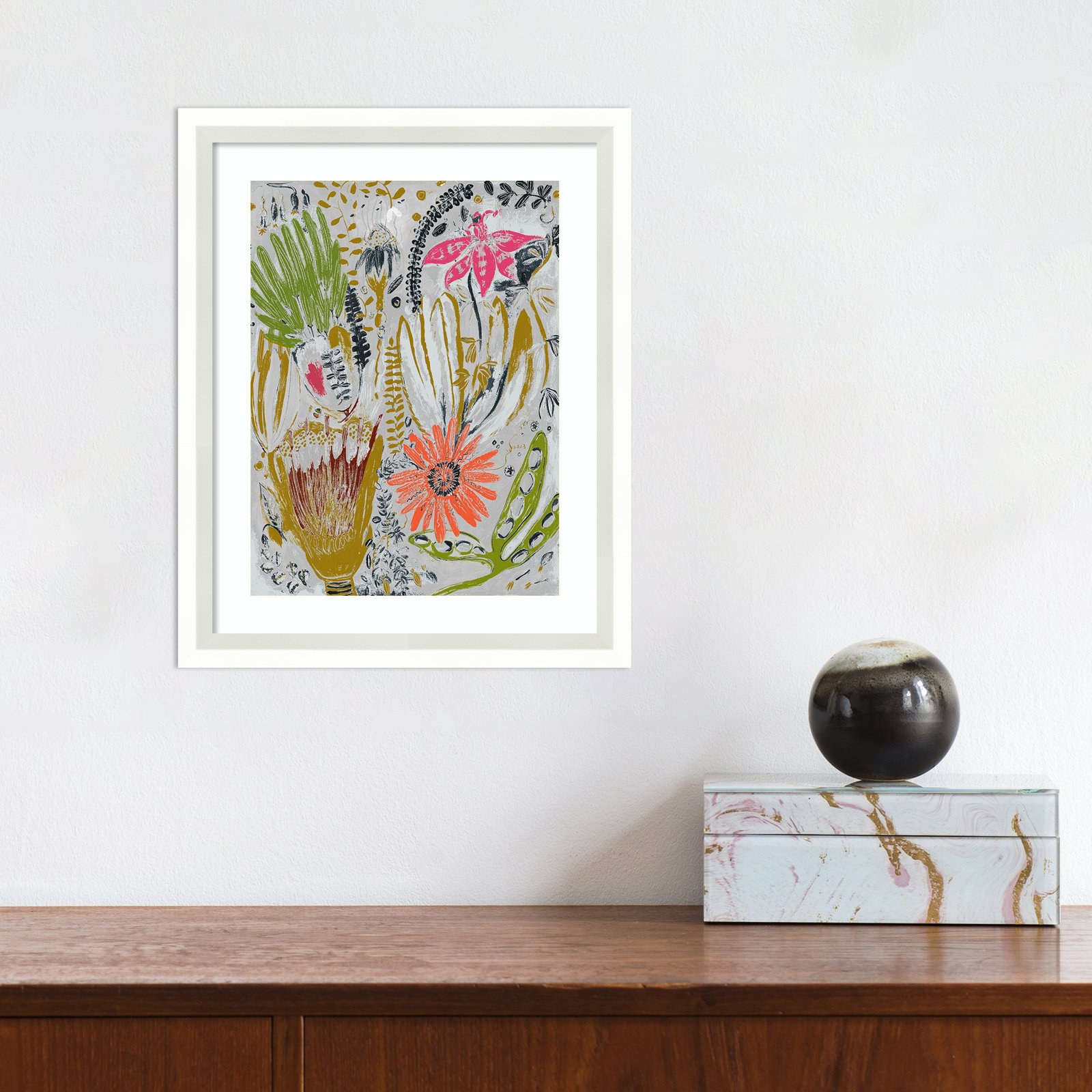 Tropical Blooms by Maya Woods, 11" W x 13" H, White