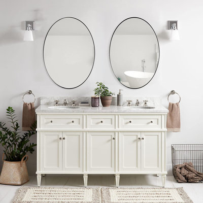 Kaitlee Modern Round, Oval & Capsule Bathroom Vanity Wall Mirror | Stainless Steel Frame