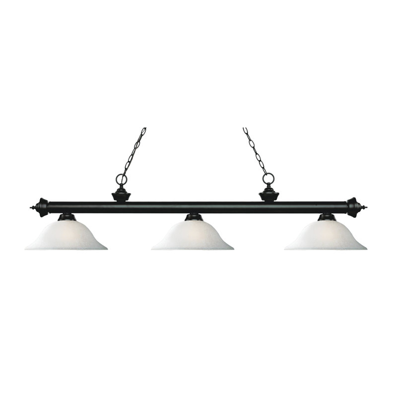 Chevelle 3 - Light Pool Table Lights Pendant, White Mottle, 13.25" H x 59" W x 16" D, Matte Black