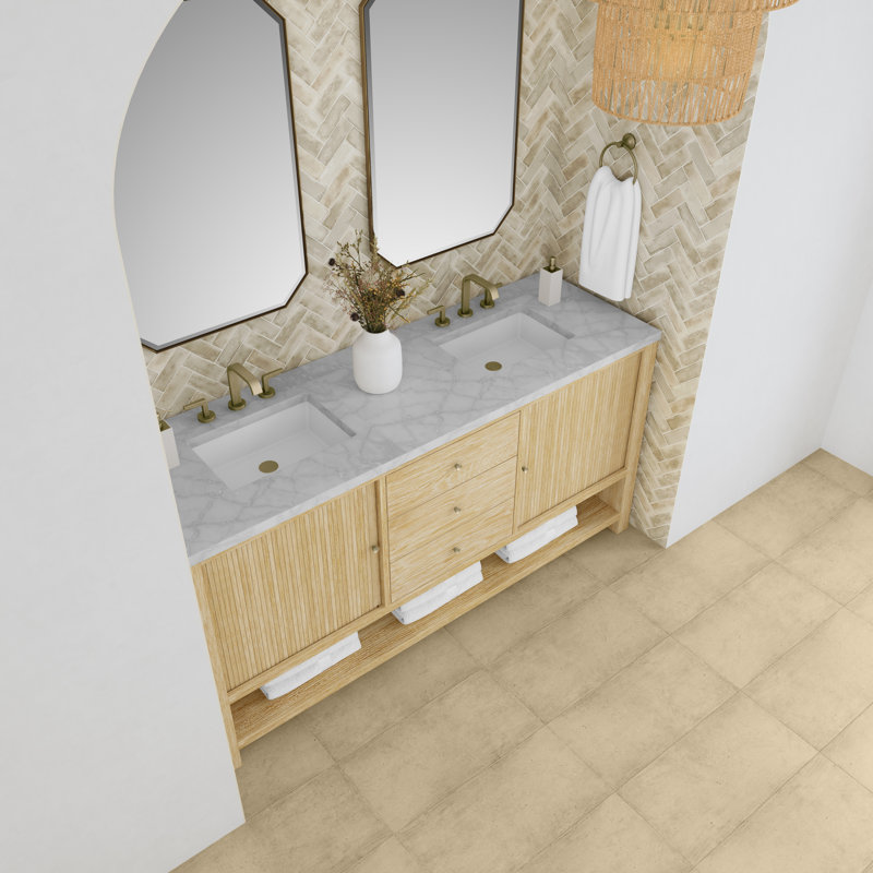 Marigot 72"W Double Vanity W/ Freepower Wireless Charger, Victorian Silver