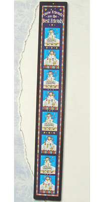 Porte-cartes de Noël mural bleu et blanc Snow Friends