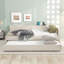 Grand lit plateforme tapissier avec gigogne USB et lit simple, beige-2120207834