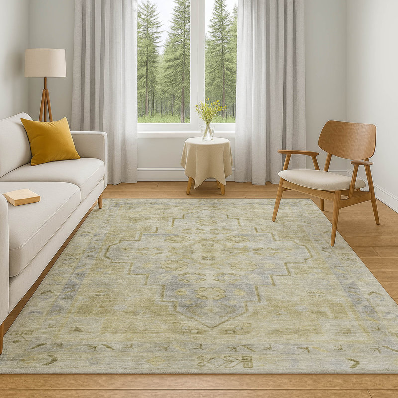 Premium Machine Washable Mayfield Border Rug, Rectangle 9' x 12'
