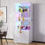 71" Tall Glass Bar Cabinet with RGB LED lighting and motion sensors, Lockable 3-Tier Wine Display Storage Cabinet-1291438183