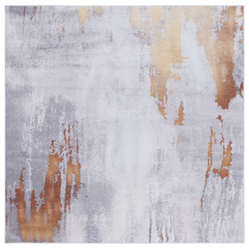 Omaree Performance Machine Washable Abstract Rug, Square 6'
