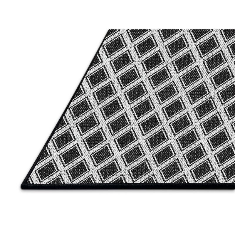 Tapis gris/zone noire à motifs, Rectangle 7 pi x 9 pi