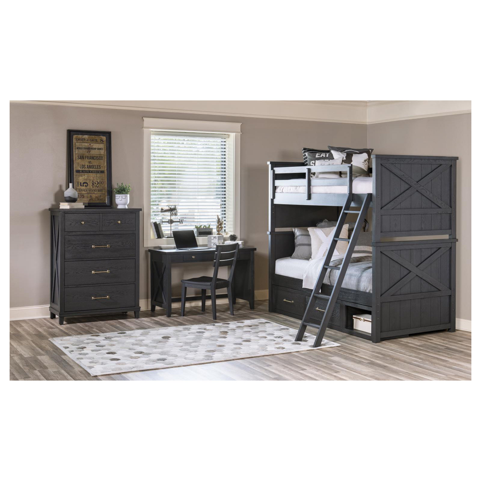 COMPLETE BUNK BED, White, Twin Over Full