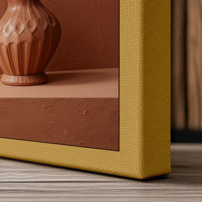 Single Branch in Terracotta Minimalist - Wrapped Canvas, 24x16 - 61.0 x 40.6 cm, Ochre Border