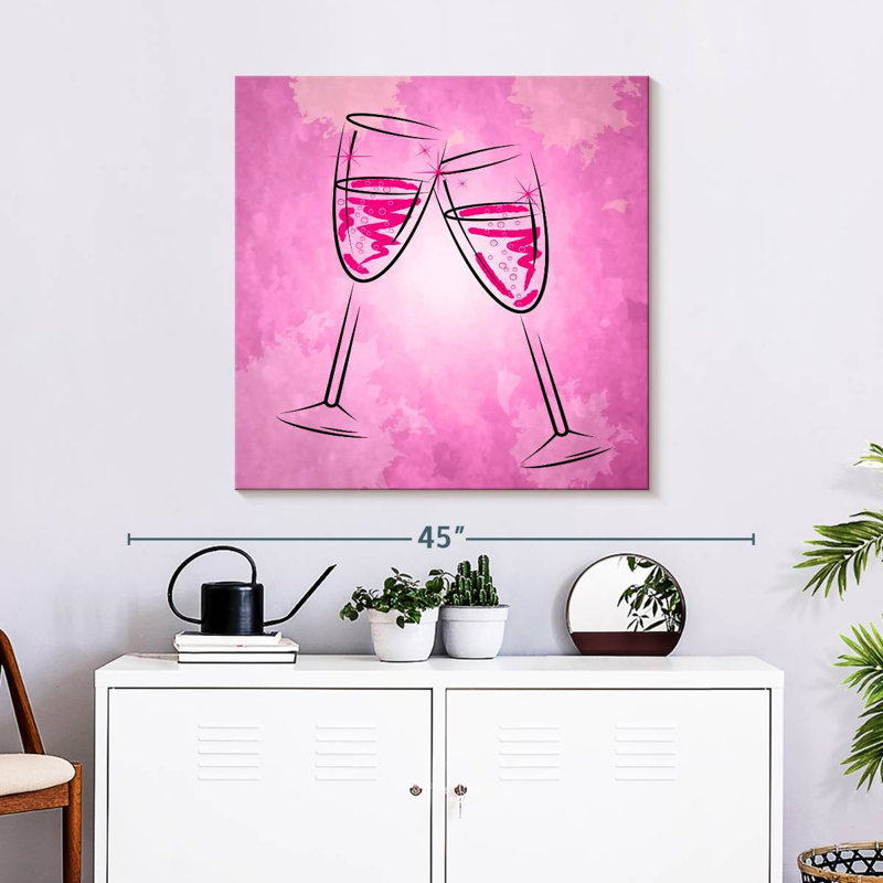 Yarlin Pink Champagne Glasses, 30" H x 30" W