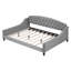 Lit de jour moderne capitonné moderne capitonné avec design à oreilles, structure rembourrée, lattes de bois robustes, aucun sommier tapissier requis, gris-204322246