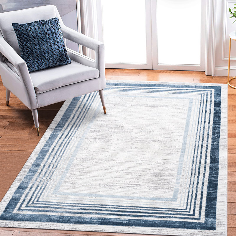 Tapis tissé et tissé en bleu 8 x 10 po