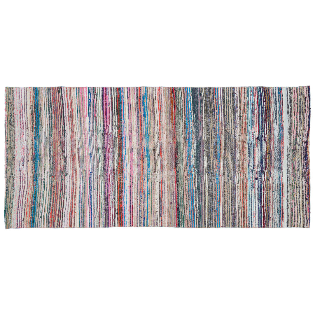 Girit Beige Striped Wool Handmade Area Rug