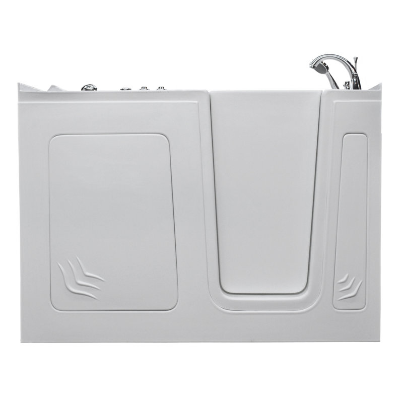 Aspen 60'' x 32'' Whirlpool Acrylic Bathtub with Faucet, Biscuit, Right