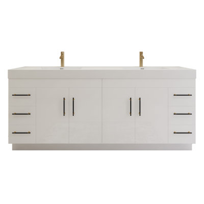 Ensemble de meuble-lavabo double 84 po avec tiroirs et portes 84 po