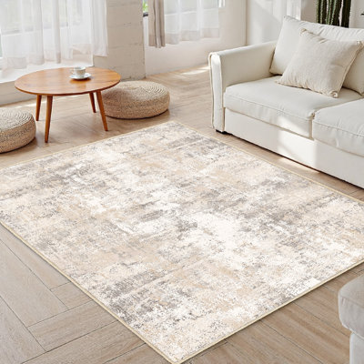 Tapis Elroy moderne abstrait lavable à la machine avec envers en caoutchouc antidérapant