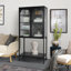 Grande armoire de rangement en verre trempé 63 po avec tablettes réglables Mauresha-872562495