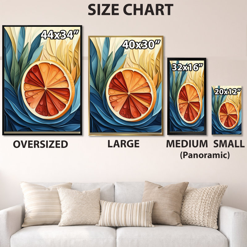 «Grapefruit Morning - Blue Kitchen», art mural sur toile botanique, H 20 po x l 12 po, Wrapped Canvas