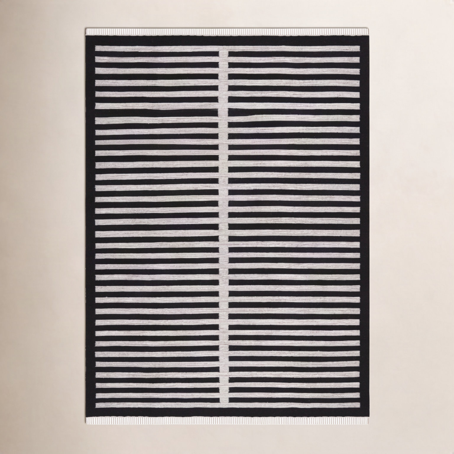 Del Norte Beige Black Flatweave Striped Rug, Rectangle 8' x 10'