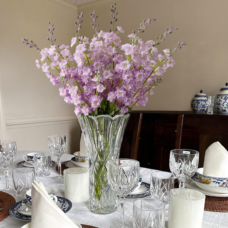 Ensemble de 4 fausses fleurs delphinium mauves de 34 po