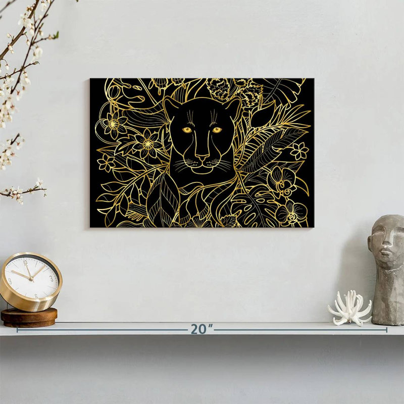 Brampt Floral Black Panther, 8" H x 12" W
