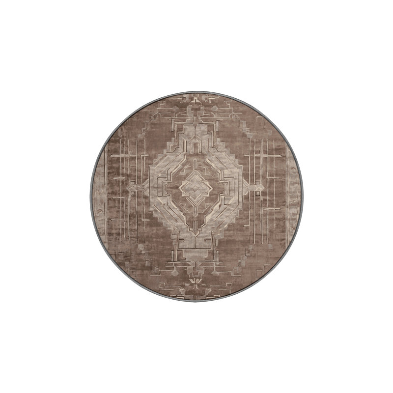Machine Washable Gray Area Rug, Round 6'