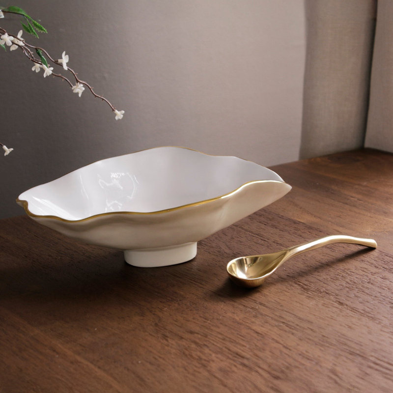 Encanto Serving Bowl, Gold/Cream/White