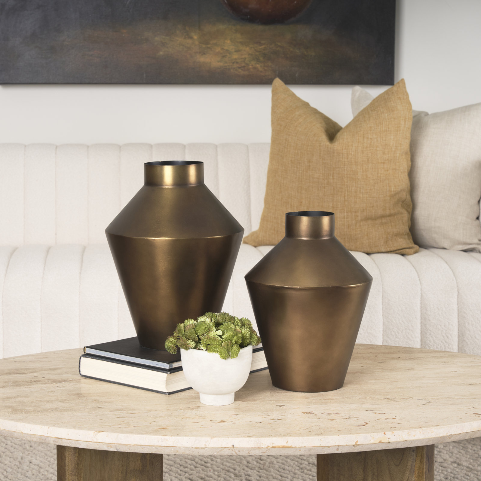 Metal Table Vase, 12" H x 8.5" W x 8.5" D