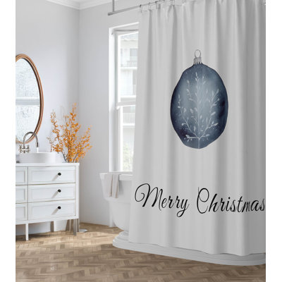 Merry Christmas Ornament Winter Sprout Ultra-Thin Lightweight Shower Curtain