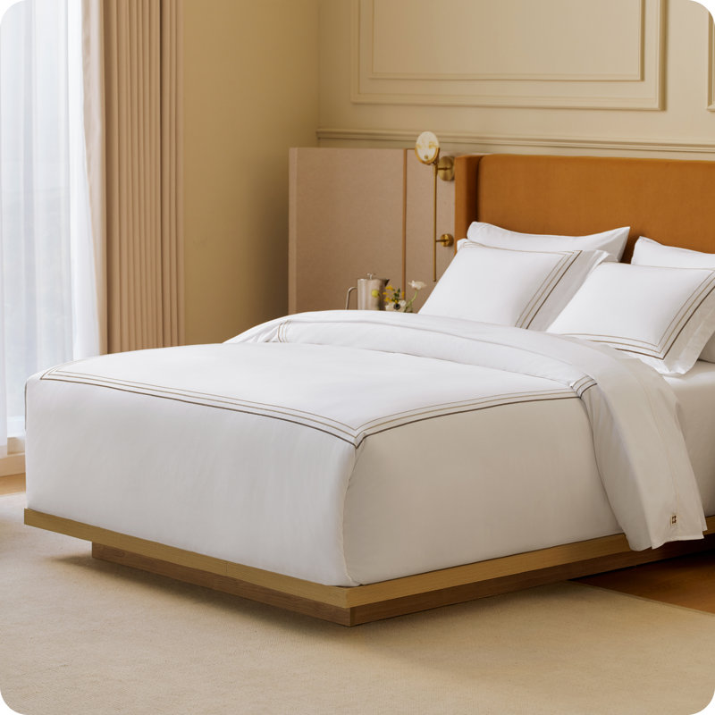 Housse de couette 100% coton égyptien de très grand lit, ensemble de literie de luxe pour hôtel toutes saisons (ensemble de 3)